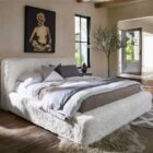 The Highland Bed in soft white upholstery