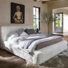 The Highland Bed in soft white upholstery