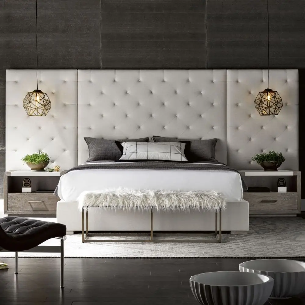 A contemporary nightstand featuring a light wood frame, open shelf, and single drawer with minimalist cut-out handle.