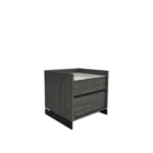 Modern two-drawer nightstand with marble top and dark wood finish.
