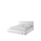 Colina Bed in ivory white boucle fabric with low-profile, grid-tufted headboard and base.