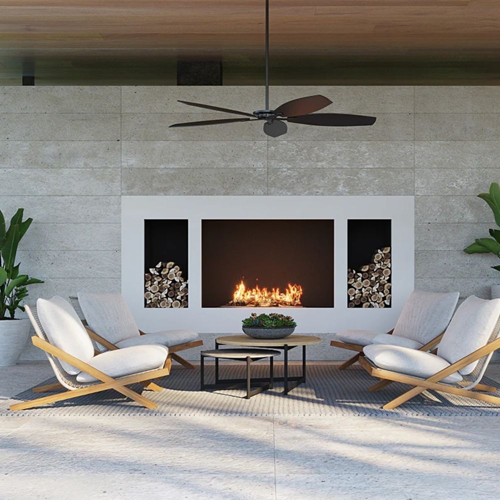 Outdoor lounge chair with angled wood frame and plush white cushions.