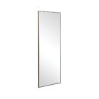 A modern full-length rectangular mirror with a slim metallic frame and a minimalist design.