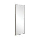 A modern full-length rectangular mirror with a slim metallic frame and a minimalist design.