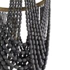 Cyan Hammock Pendant with cascading strands of charcoal grey beads on an antique brass frame.