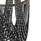 Cyan Hammock Pendant with cascading strands of charcoal grey beads on an antique brass frame.