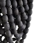 Cyan Hammock Pendant with cascading strands of charcoal grey beads on an antique brass frame.