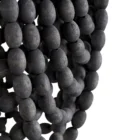 Cyan Hammock Pendant with cascading strands of charcoal grey beads on an antique brass frame.