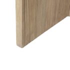 Mercana Enzo end table with a white marble top and fluted wood base in a natural finish.