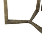 Pair of round nesting accent tables with charcoal wood tops and antique brass metal frames.