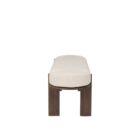 Modern wood-framed bench with rounded edges and a neutral upholstered cushion.