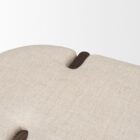 Modern wood-framed bench with rounded edges and a neutral upholstered cushion.