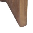 Round wooden accent table with ribbed fluted base and rich walnut finish.