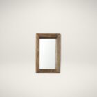 Rustic vertical wall mirror with thick reclaimed wood frame and natural imperfections.