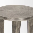 Small metallic silver accent table with four tapered legs – Mercana Maggie Table.