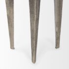 Small metallic silver accent table with four tapered legs – Mercana Maggie Table.