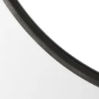 Round wall mirror with slim metal frame.