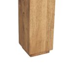 Rectangular solid wood dining table with angled apron detail and block legs in a warm golden-brown finish.