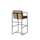 Black leather and metal frame bar stool with minimalist silhouette and slim profile.
