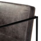 Black leather and metal frame bar stool with minimalist silhouette and slim profile.