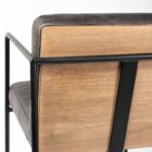Black leather and metal frame bar stool with minimalist silhouette and slim profile.