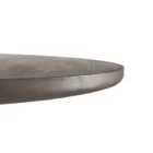 Round dark wood dining table with fluted cylindrical pedestal base.