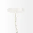 Boho-style dome pendant light with hand-beaded white finish and woven texture.
