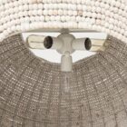 Boho-style dome pendant light with hand-beaded white finish and woven texture.