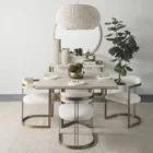 Boho-style dome pendant light with hand-beaded white finish and woven texture.
