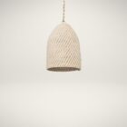 Mercana Tosha pendant light featuring a handwoven cream dome shade suspended from a gold chain.
