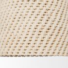 Mercana Tosha pendant light featuring a handwoven cream dome shade suspended from a gold chain.