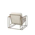 Mercana Watson accent chair featuring a modern metal frame with white boucle upholstery and wood armrests.