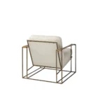 Mercana Watson accent chair featuring a modern metal frame with white boucle upholstery and wood armrests.