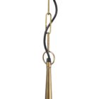 Mercana Willson pendant light featuring a matte black dome shade and sculptural antique gold spindle stem.