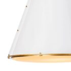 Regina Andrew French Maid Chandelier Large in white with oversized conical shade and brass accents.