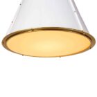 Regina Andrew French Maid Chandelier Large in white with oversized conical shade and brass accents.
