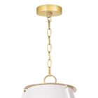 Regina Andrew French Maid Chandelier Large in white with oversized conical shade and brass accents.
