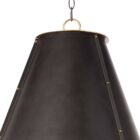 Regina Andrew French Maid Chandelier in black with conical shade and brass accents.