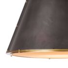 Regina Andrew French Maid Chandelier in black with conical shade and brass accents.