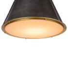 Regina Andrew French Maid Chandelier in black with conical shade and brass accents.