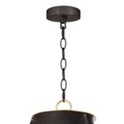 Regina Andrew French Maid Chandelier in black with conical shade and brass accents.