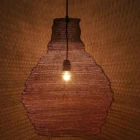 Sculptural wire pendant light in a natural brass tone.