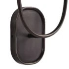 Double-arm wall sconce with white tapered shades and oil-rubbed bronze finish.
