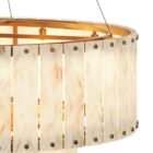 Sunpan Apsara Chandelier with layered natural shell panels and a brushed gold frame.