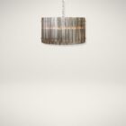 Sunpan Kore Small Chandelier with vertical ribbed metal panels in a brushed silver finish.