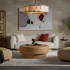 Sunpan Rovira Chandelier with rectangular alabaster-style panels and a brushed gold frame.
