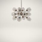 Uttermost Chet Chandelier with sputnik-inspired design featuring smoky glass shades and an antique brass finish.
