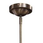 Uttermost Chet Chandelier with sputnik-inspired design featuring smoky glass shades and an antique brass finish.
