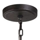 Uttermost Polaris Chandelier with a spherical black iron frame, brushed silver band, and starburst inner light design.