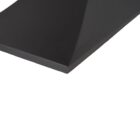 Rectangular wood dining table with a sculptural black pedestal base and rustic finish.